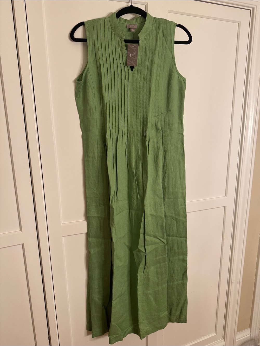 J Jill sleeveless maxi green 100% linen dress new with tags